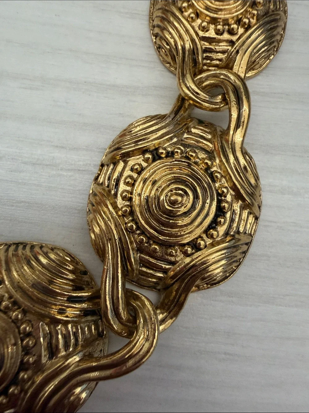Avon Gold-Tone Textured Disc Statement Necklace